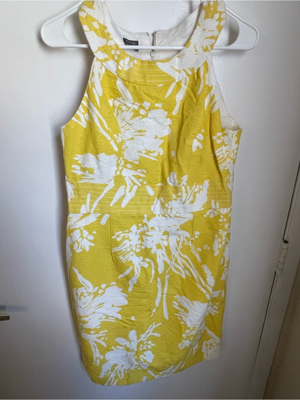 Muse Yellow & White Floral Midi Sheath Dress